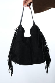 VALS - Black Genuine Suede Leather Shoulder Bag (Women)
