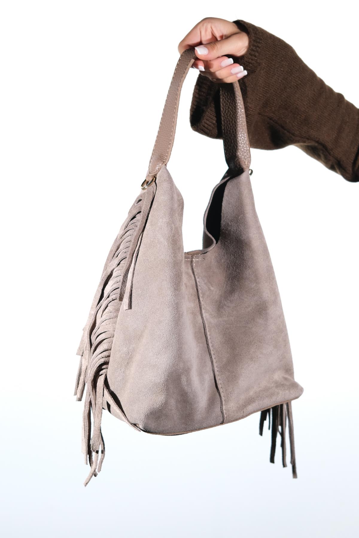 VALS - Taupe Genuine Leather Shoulder Bag (Women)