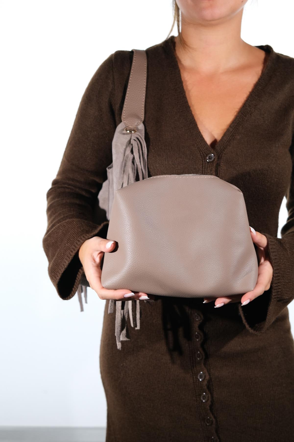 VALS - Taupe Genuine Leather Shoulder Bag (Women)