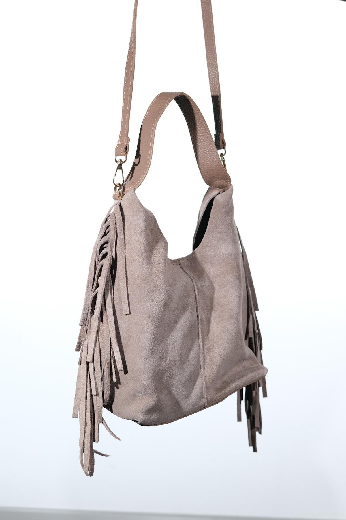 VALS - Taupe Genuine Leather Shoulder Bag (Women)