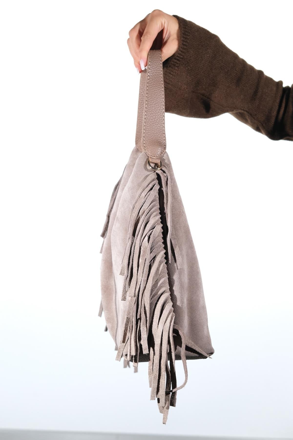 VALS - Taupe Genuine Leather Shoulder Bag (Women)