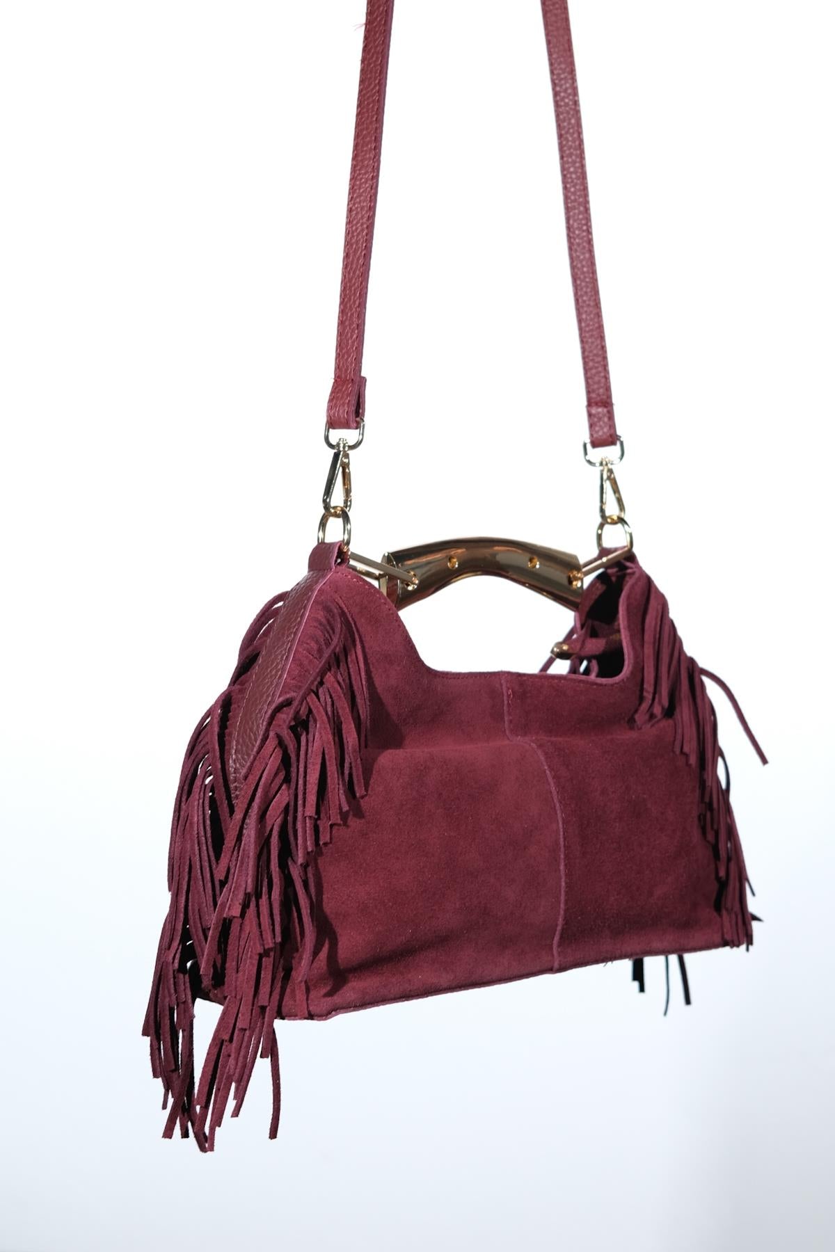 ASTREN - Burgundy Genuine Leather Shoulder Bag (Women)