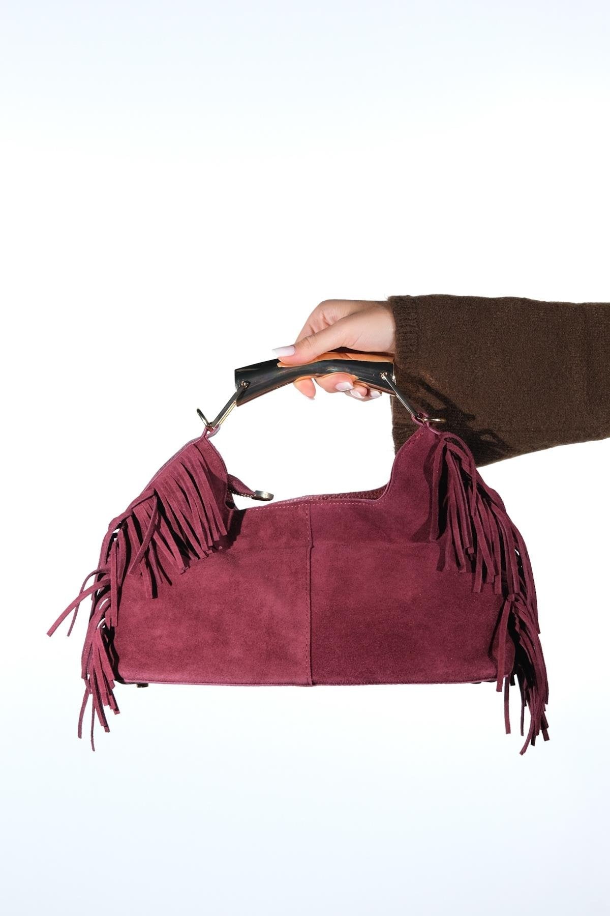 ASTREN - Burgundy Genuine Leather Shoulder Bag (Women)