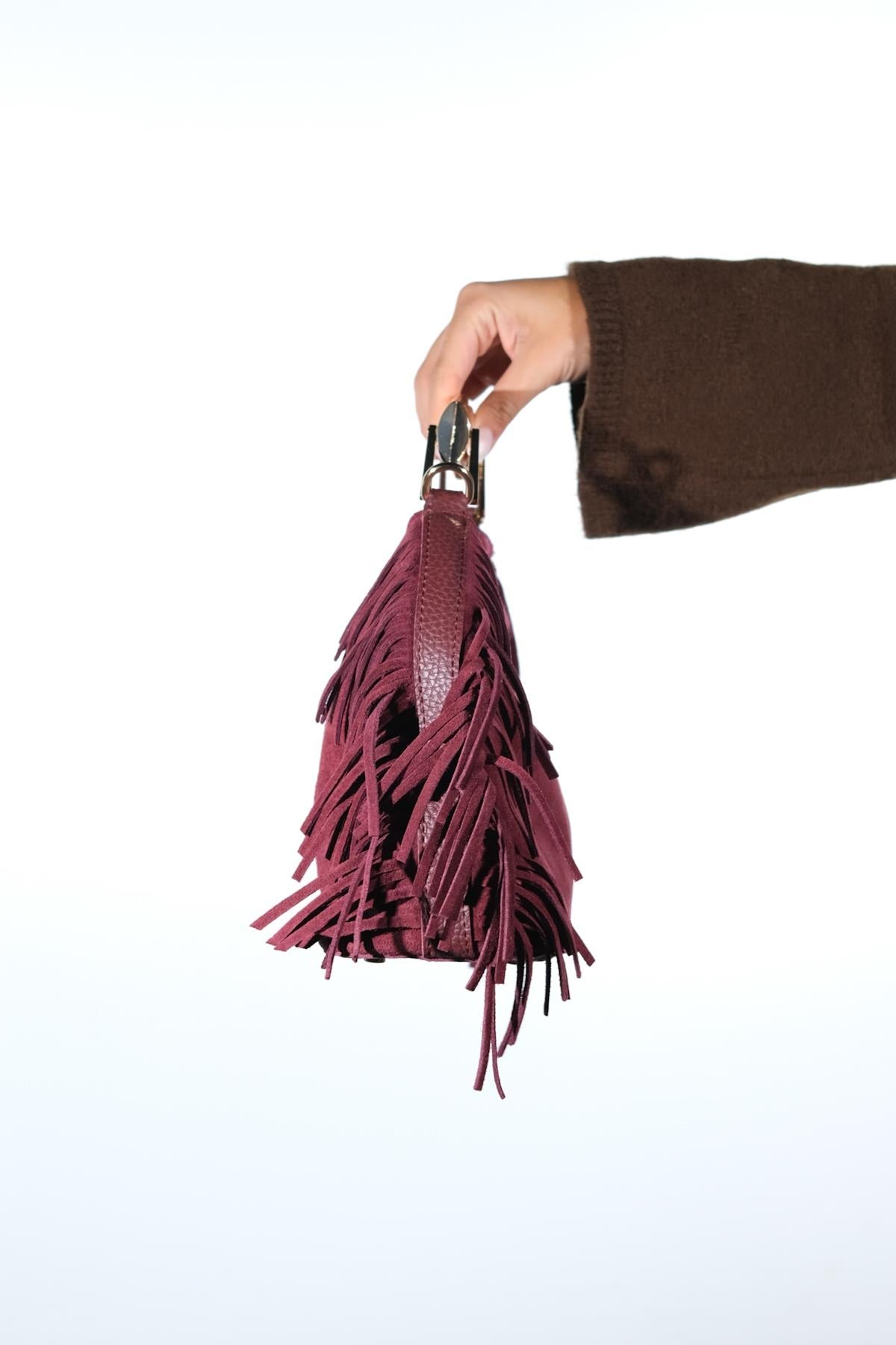 ASTREN - Burgundy Genuine Leather Shoulder Bag (Women)