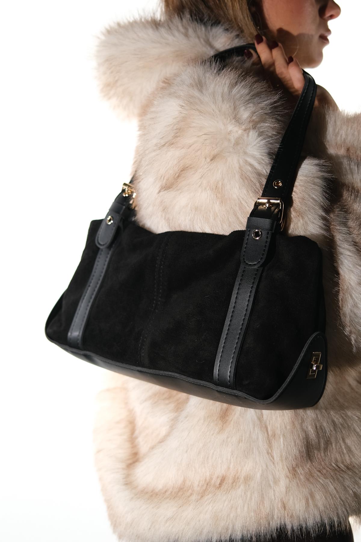 NERINA - Black Genuine Leather Shoulder Bag (Women)