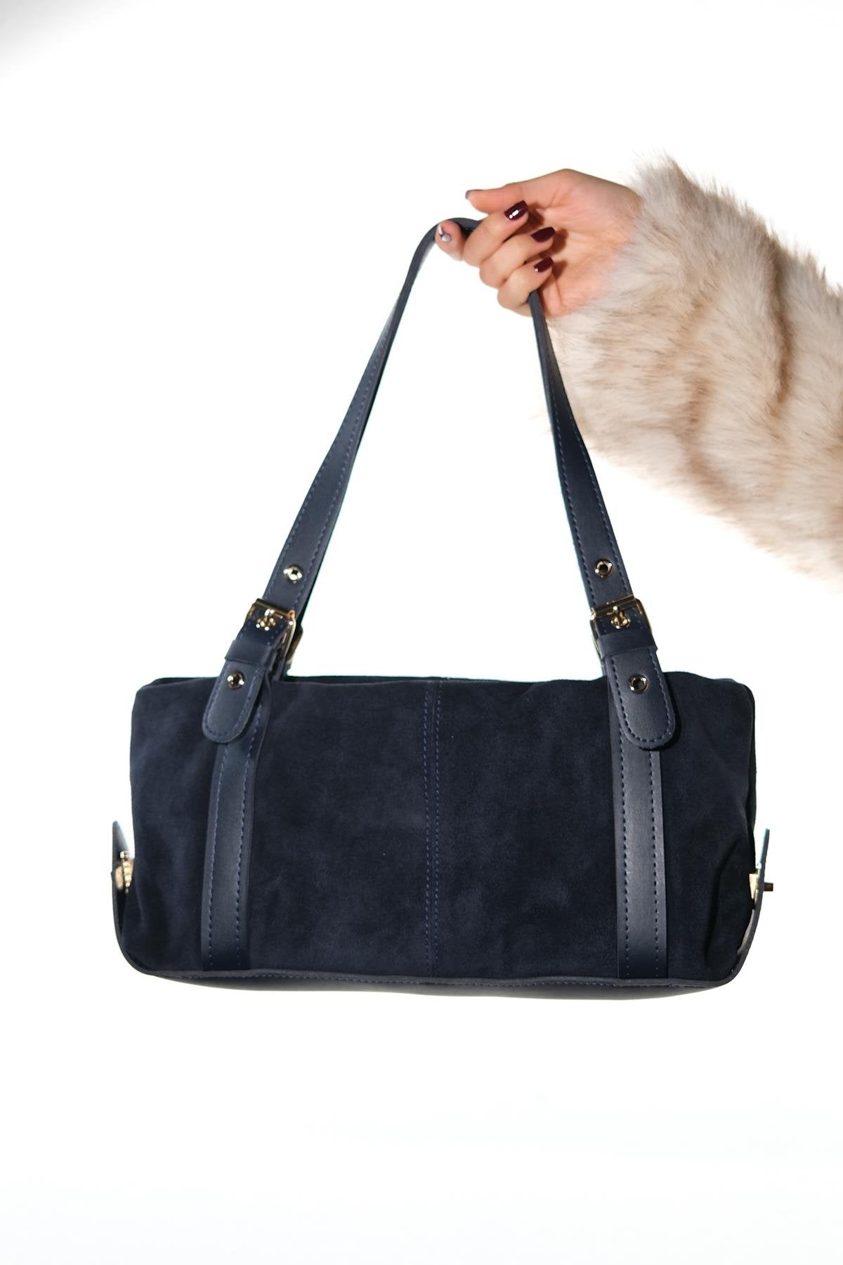 NERINA - Navy Genuine Leather Shoulder Bag (Women)
