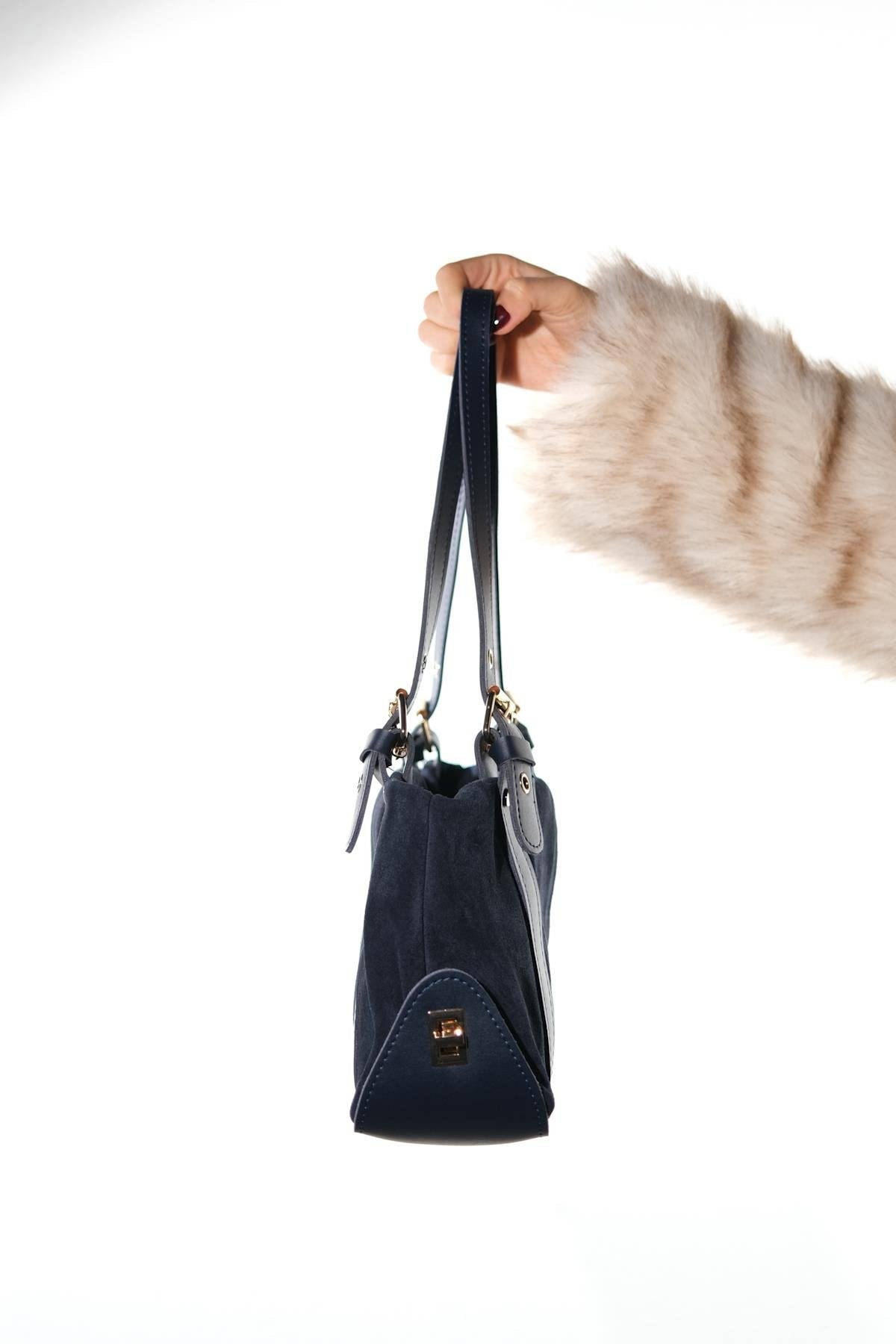 NERINA - Navy Genuine Leather Shoulder Bag (Women)
