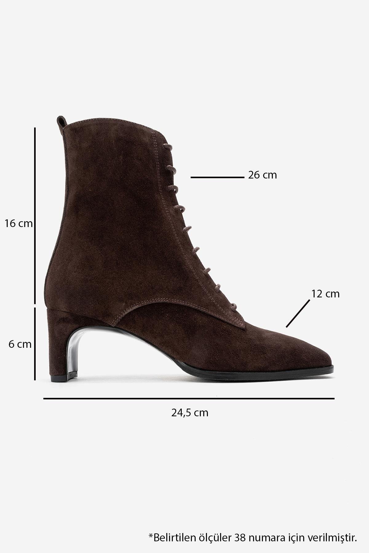 SUDY - Brown Suede Genuine Leather Lace-Up Block Heel Boot (Women)