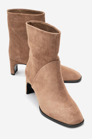 NORDY - Taupe Suede Genuine Leather Block Heel Boot (Women)