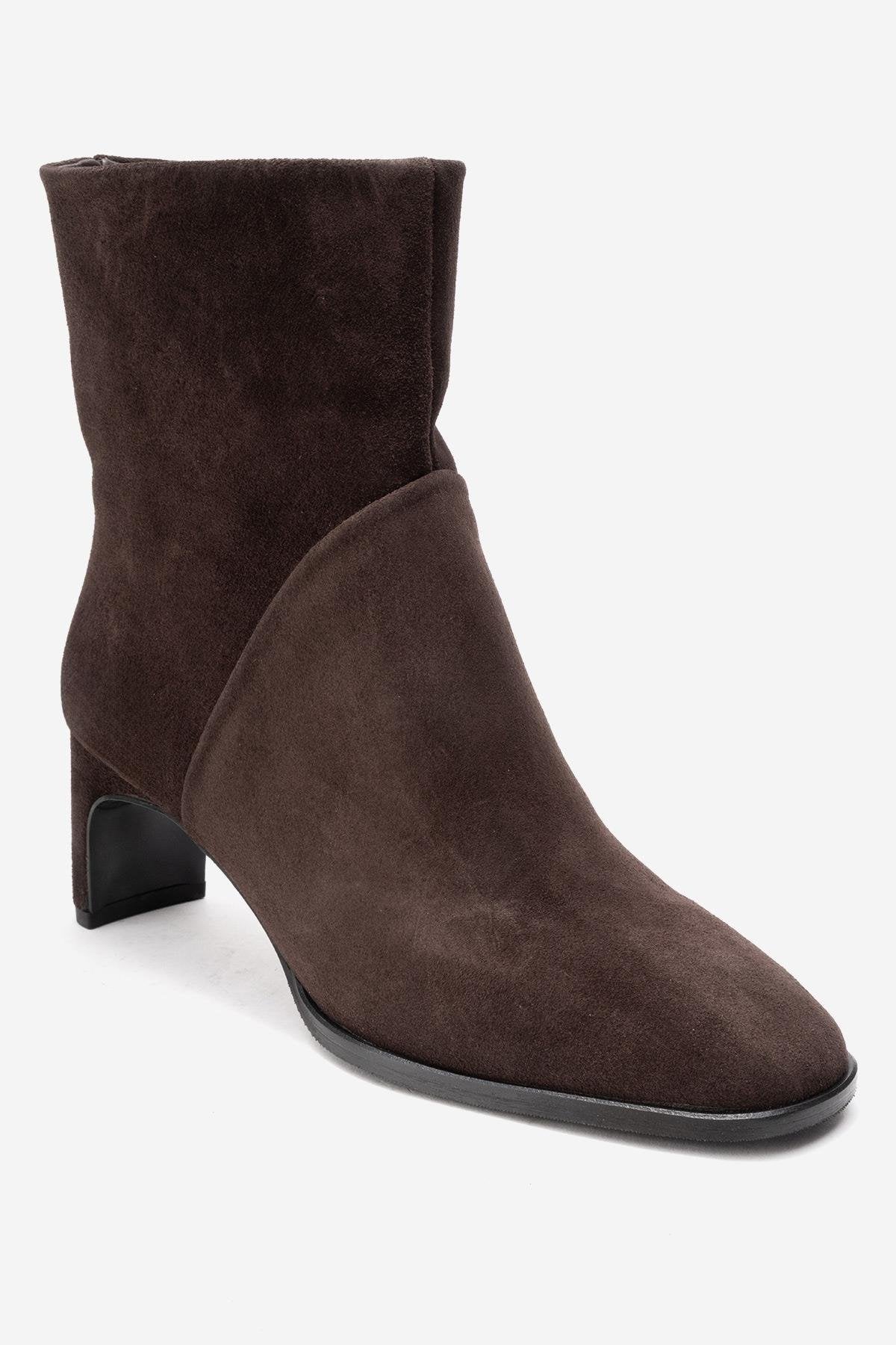 NORDY - Brown Genuine Leather Block Heel Boot (Women)