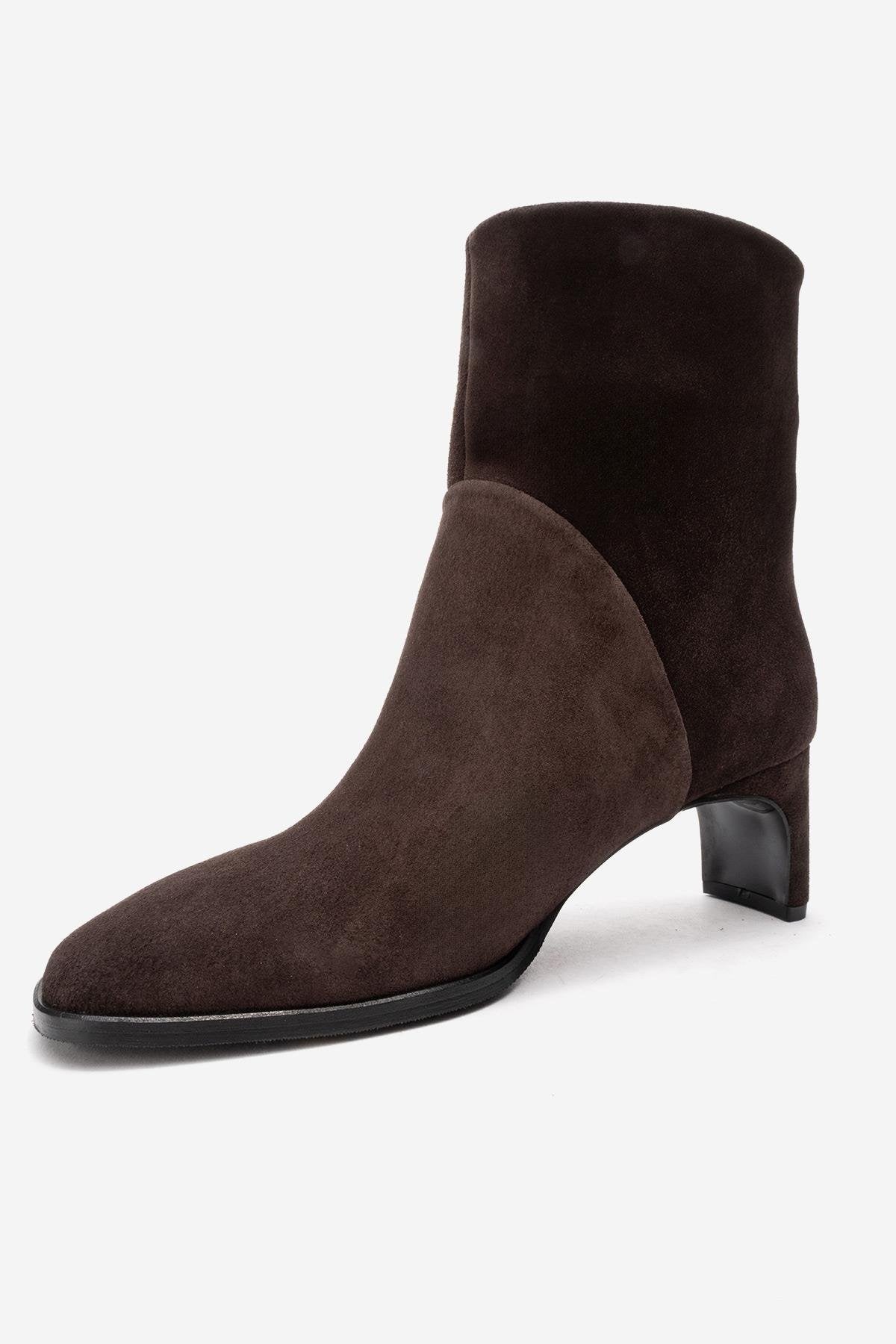 NORDY - Brown Genuine Leather Block Heel Boot (Women)