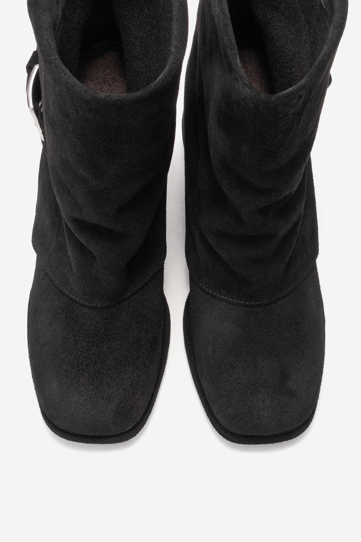 LORE - Black Genuine Leather Block Heel Boot (Women)