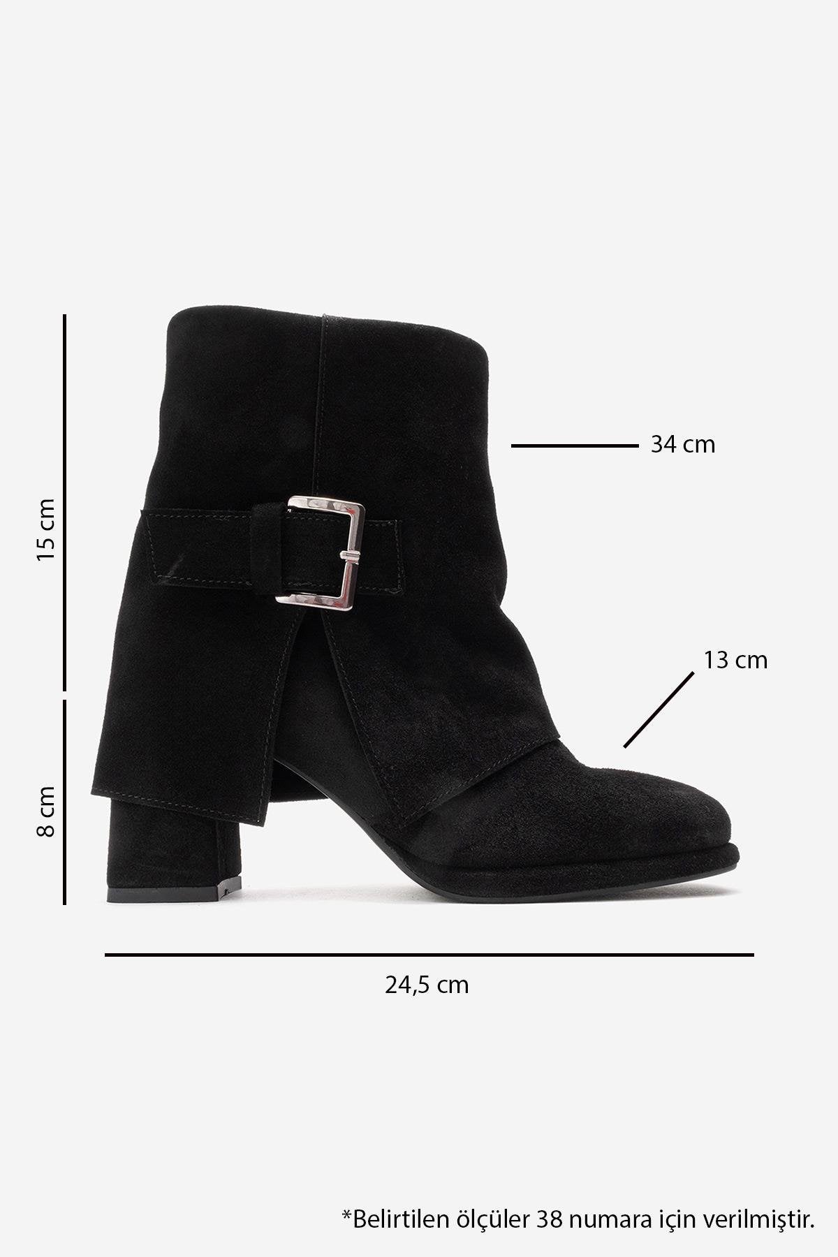 LORE - Black Genuine Leather Block Heel Boot (Women)