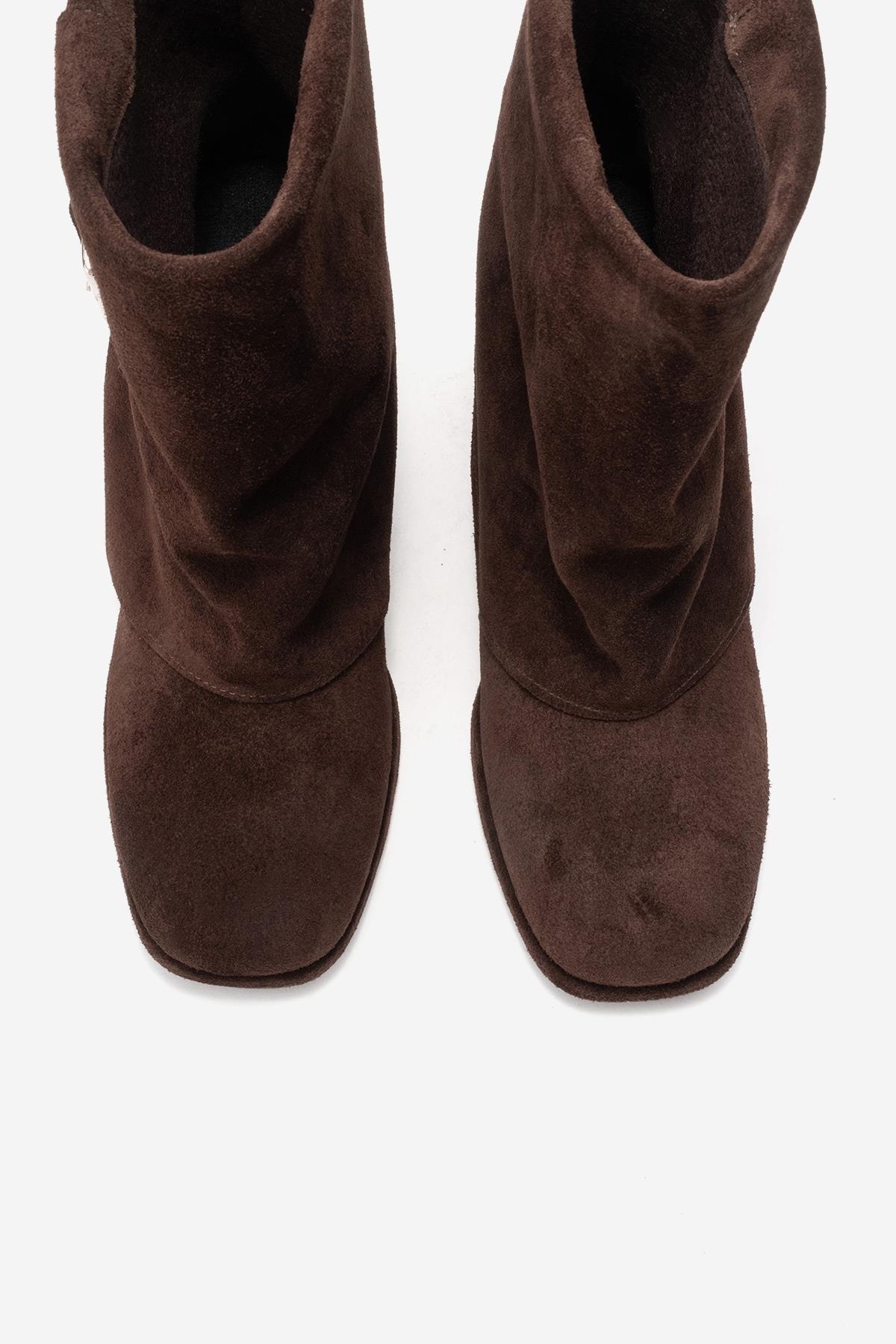 LORE - Brown Genuine Leather Block Heel Boot (Women)