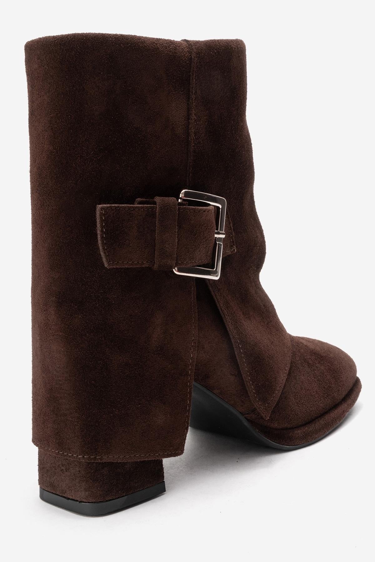 LORE - Brown Genuine Leather Block Heel Boot (Women)
