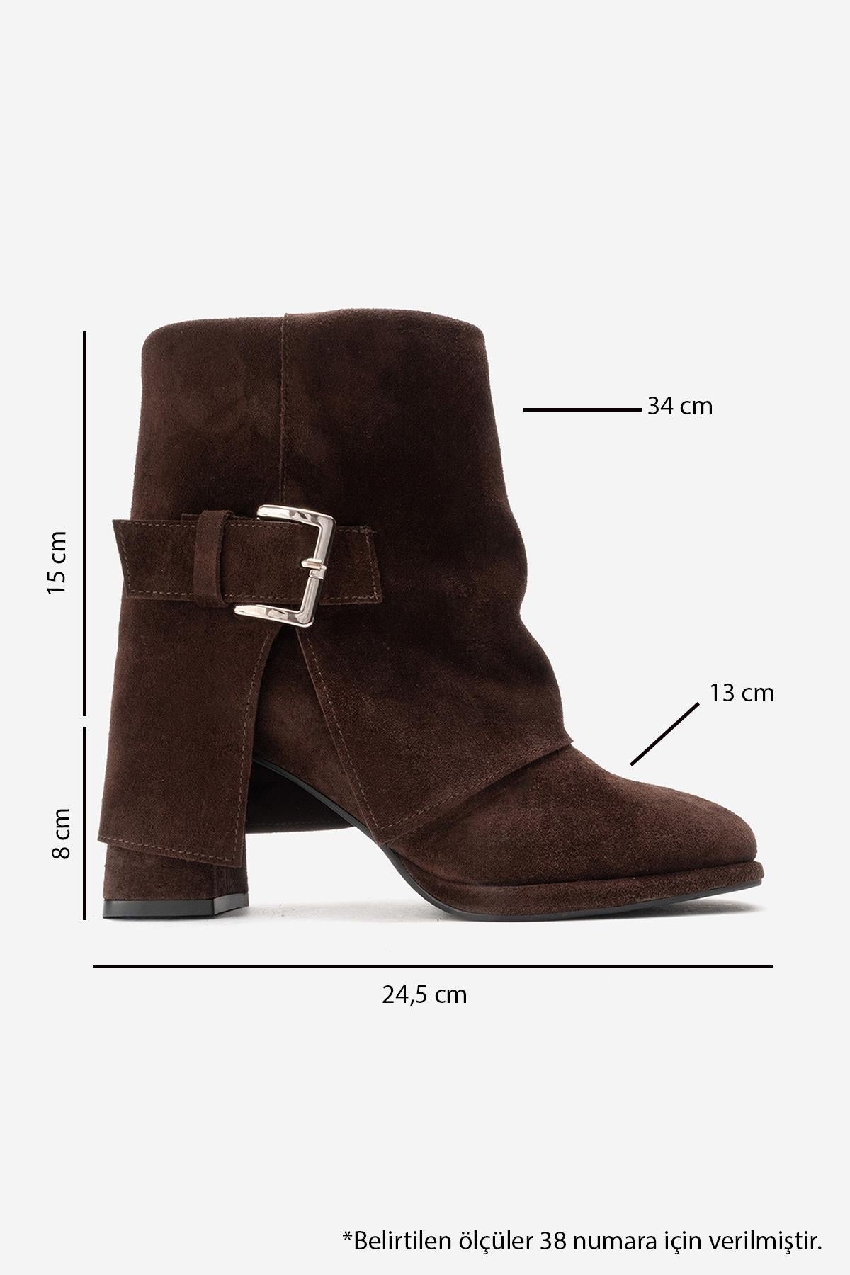 LORE - Brown Genuine Leather Block Heel Boot (Women)