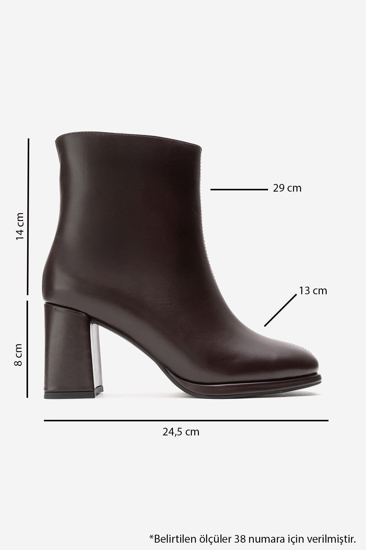 NAPOLI - Brown Genuine Leather Block Heel Boot (Women)