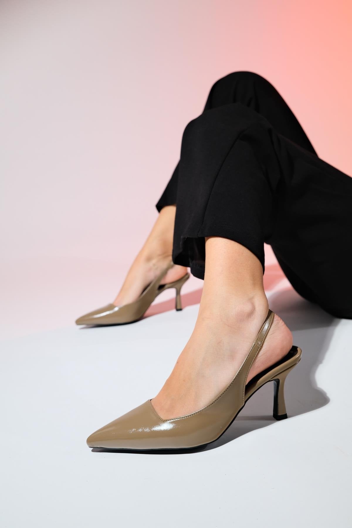 Flem - Taupe Pointed Toe Backless Stiletto Pump (Women)