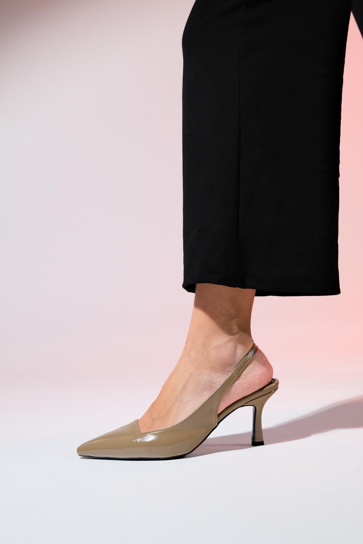 Flem - Taupe Pointed Toe Backless Stiletto Pump (Women)