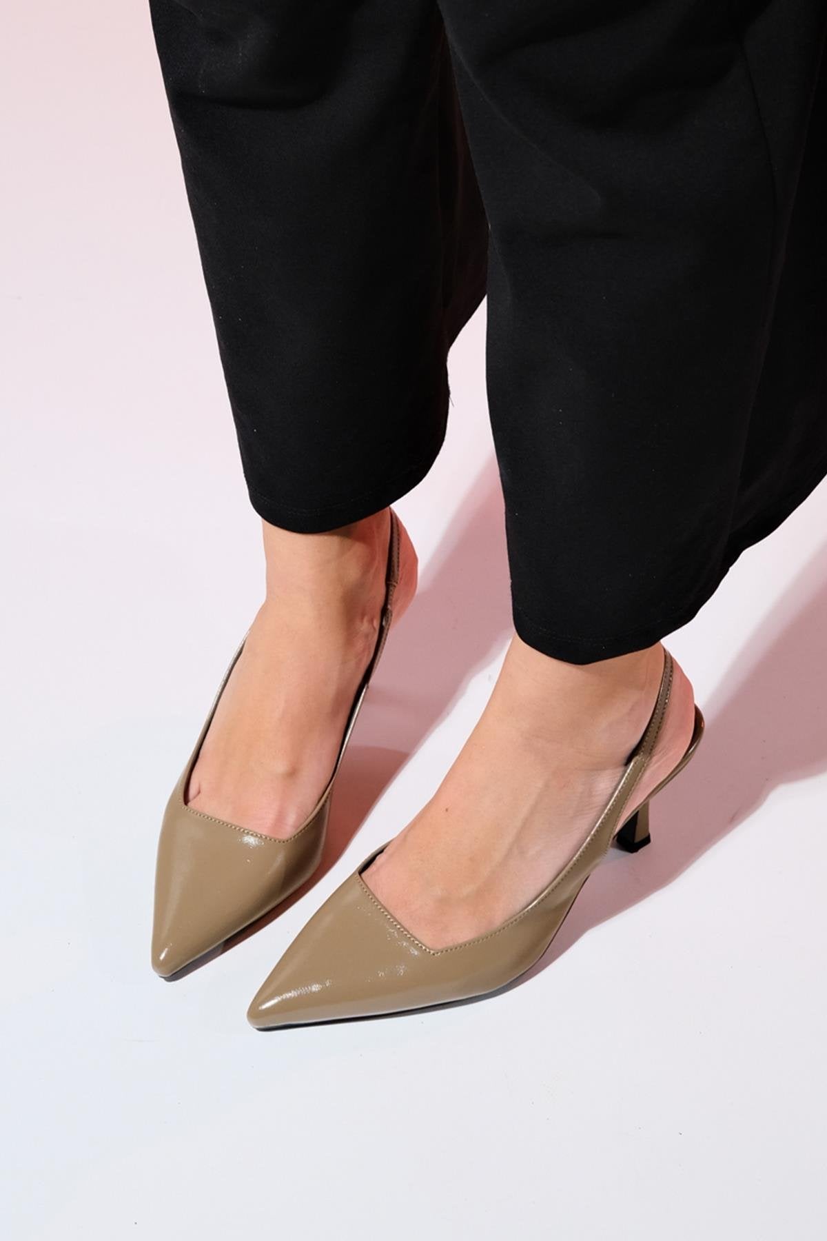 Flem - Taupe Pointed Toe Backless Stiletto Pump (Women)