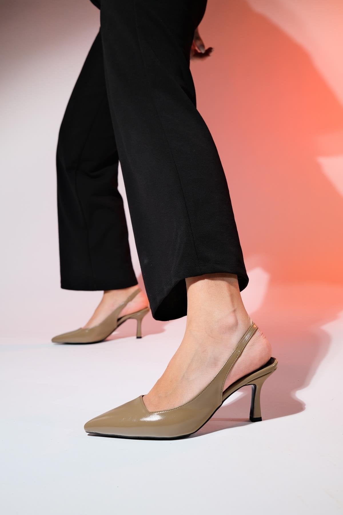Flem - Taupe Pointed Toe Backless Stiletto Pump (Women)