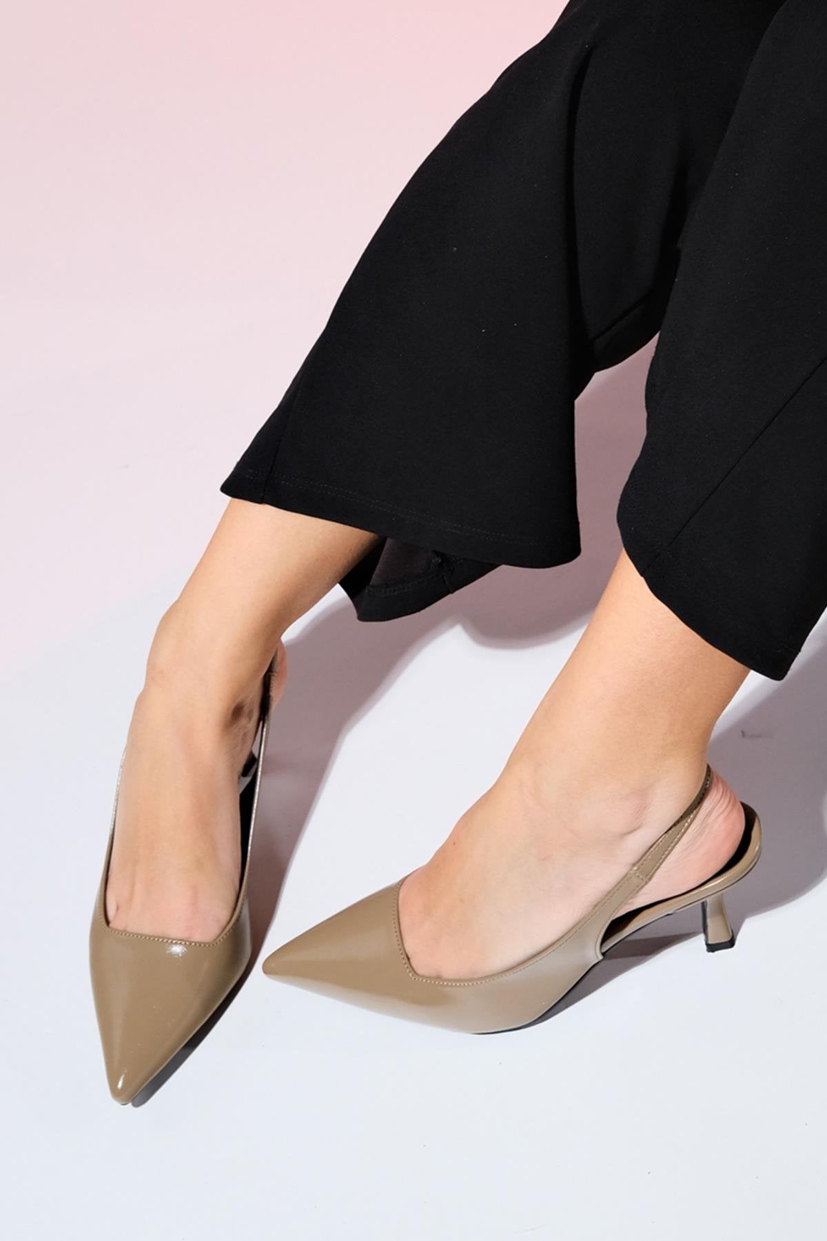 Flem - Taupe Pointed Toe Backless Stiletto Pump (Women)