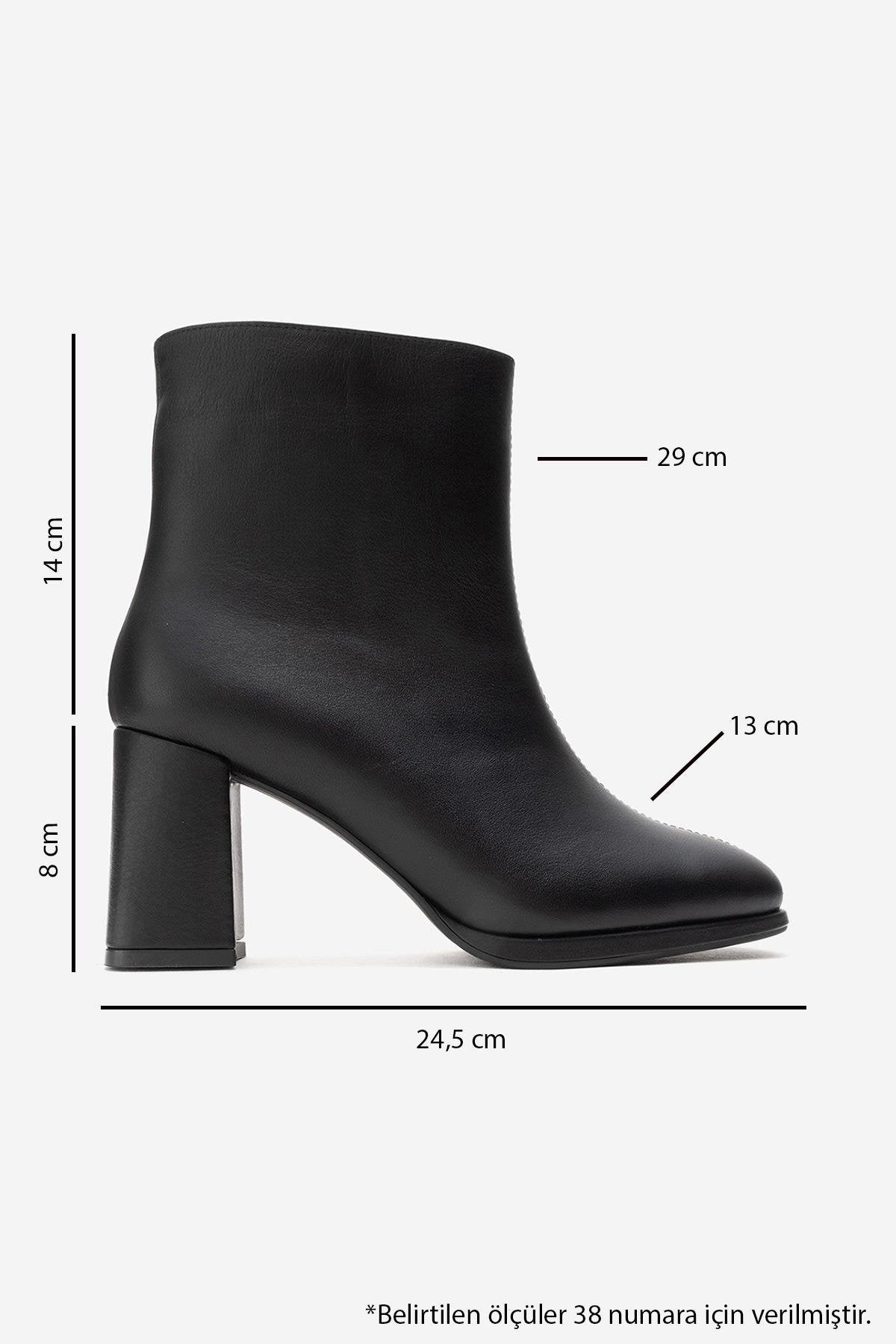 Napoli - Black Genuine Leather Block Heel Ankle Boot (Women)