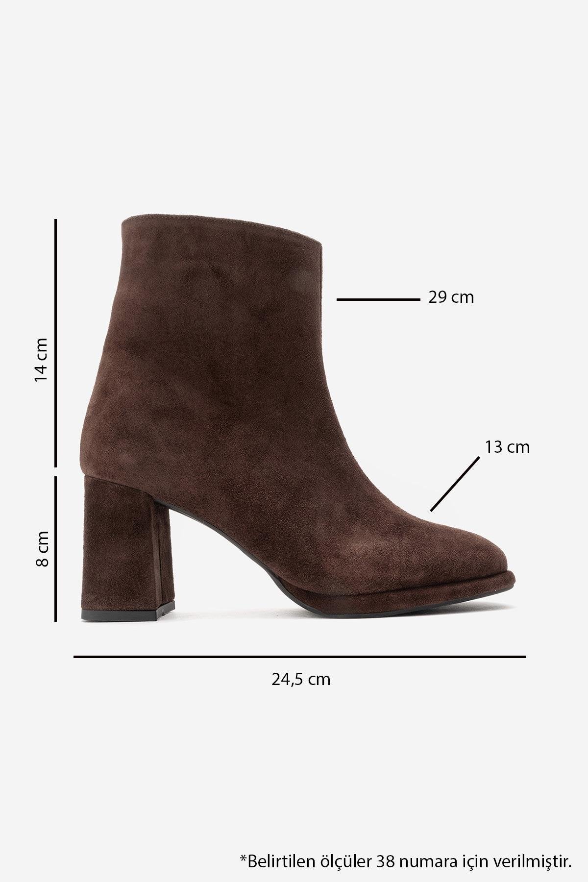 Napoli - Brown Suede Genuine Leather Block Heel Ankle Boot (Women)