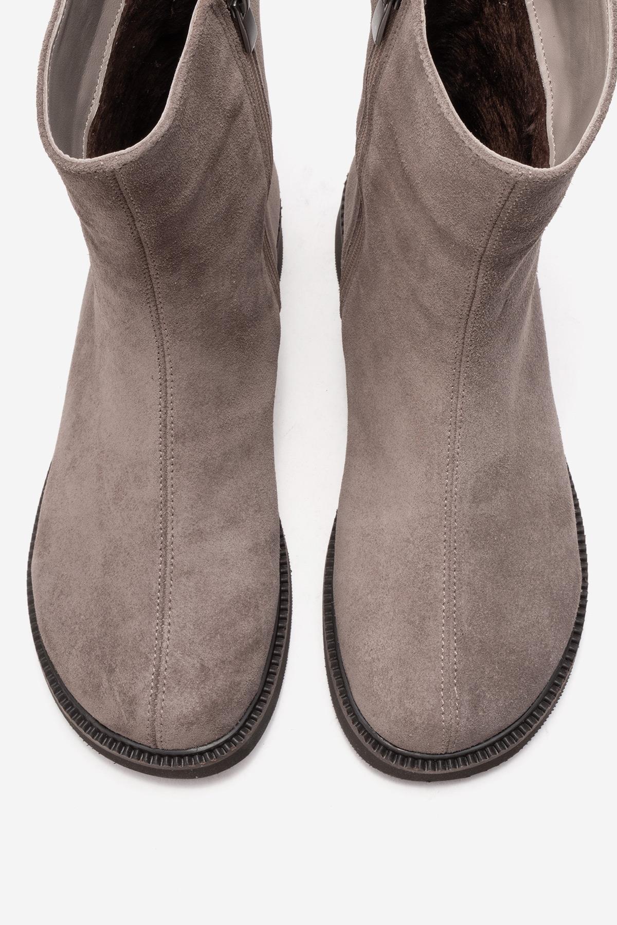 Lucano - Taupe Suede Genuine Leather Ankle Boot (Women)