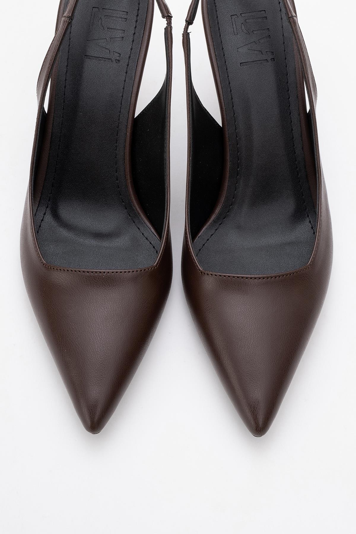 Flem - Mocha Pointed Toe Backless Stiletto Pump (Women)