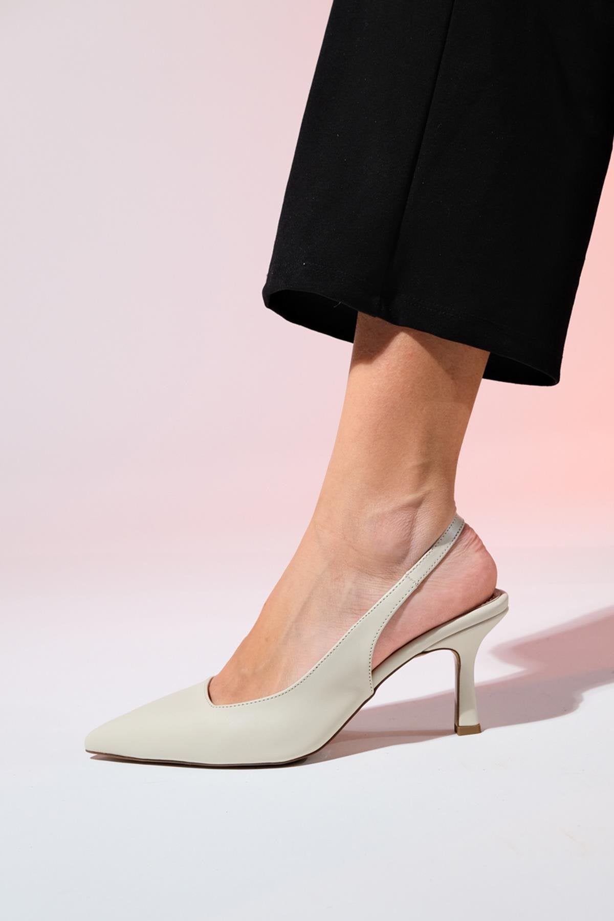 Flem - Ecru Pointed Toe Backless Stiletto Pump (Women)