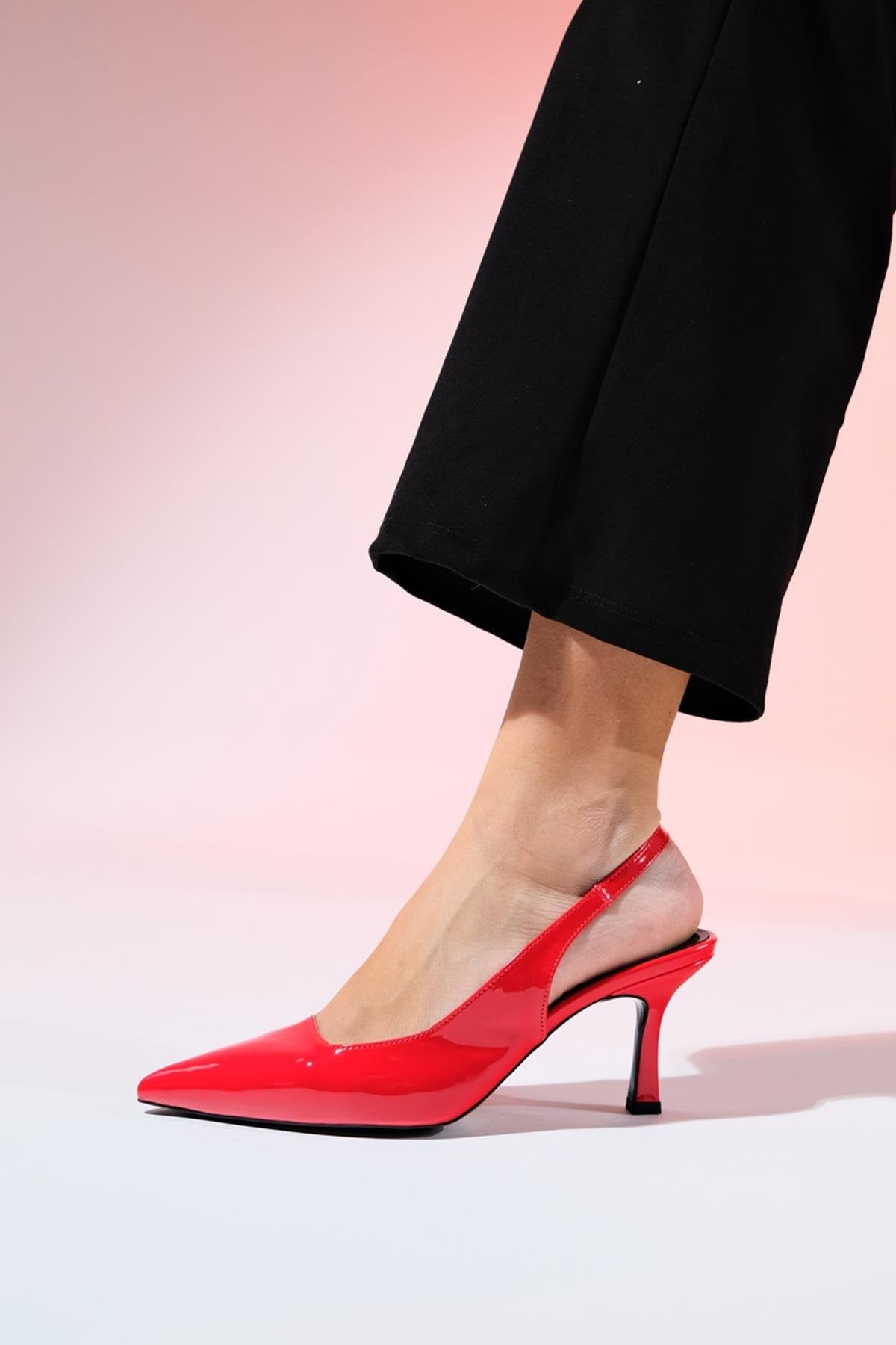 Flem - Red Patent Pointed Toe Backless Stiletto Pump (Women)