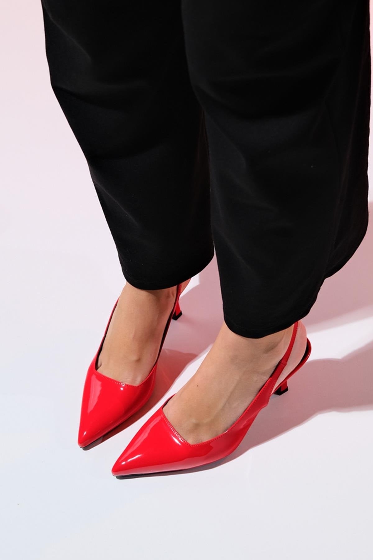 Flem - Red Patent Pointed Toe Backless Stiletto Pump (Women)