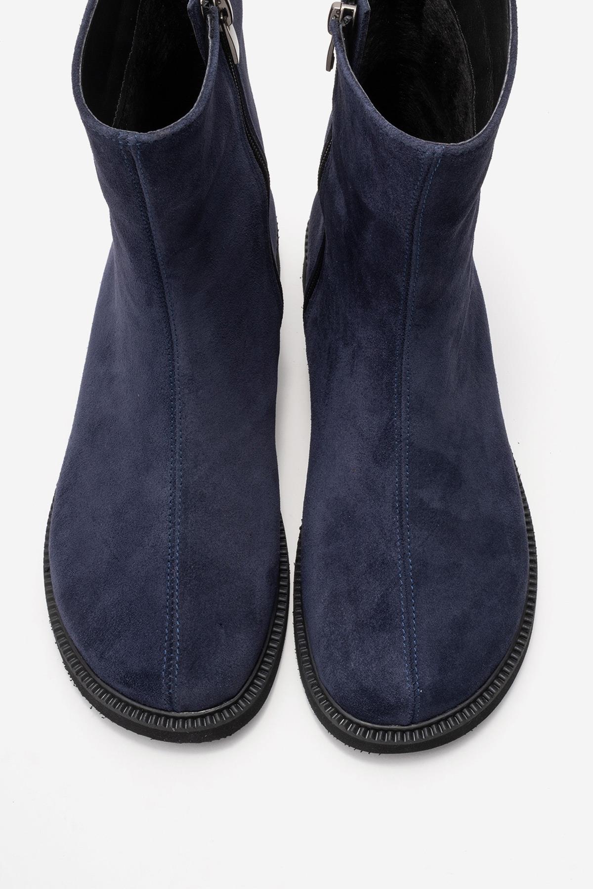 LUCANO - Navy Genuine Suede Leather Boot (Women)