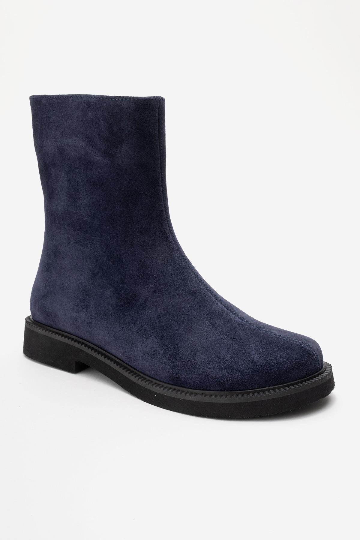 LUCANO - Navy Genuine Suede Leather Boot (Women)