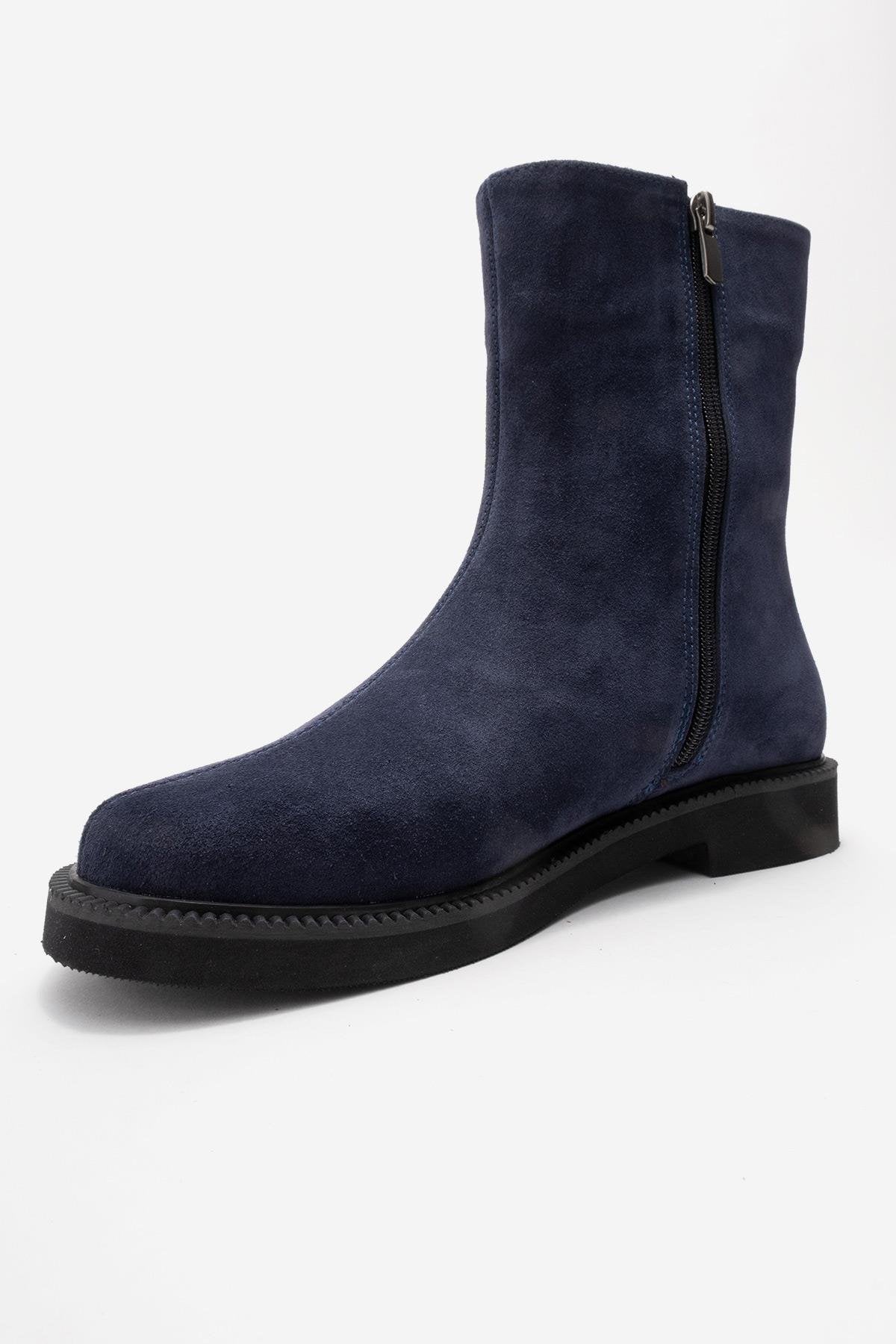 LUCANO - Navy Genuine Suede Leather Boot (Women)