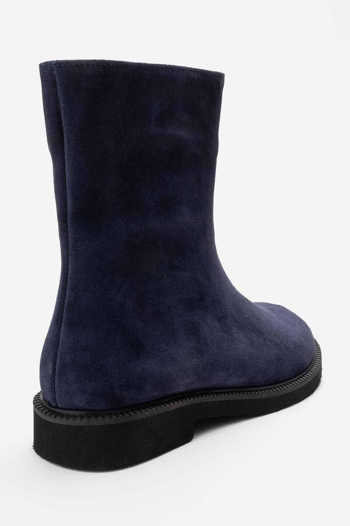 LUCANO - Navy Genuine Suede Leather Boot (Women)