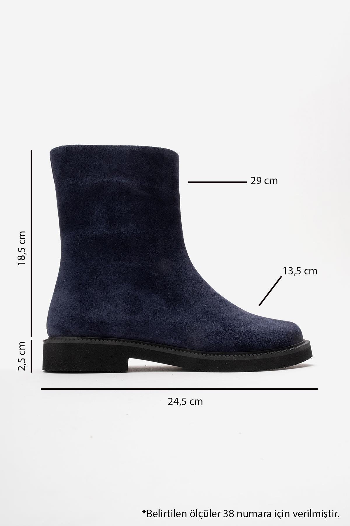 LUCANO - Navy Genuine Suede Leather Boot (Women)