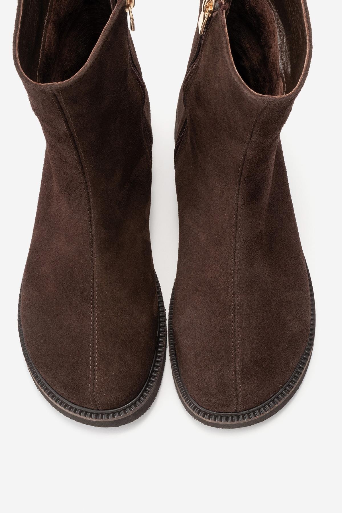 LUCANO - Brown Genuine Suede Leather Boot (Women)