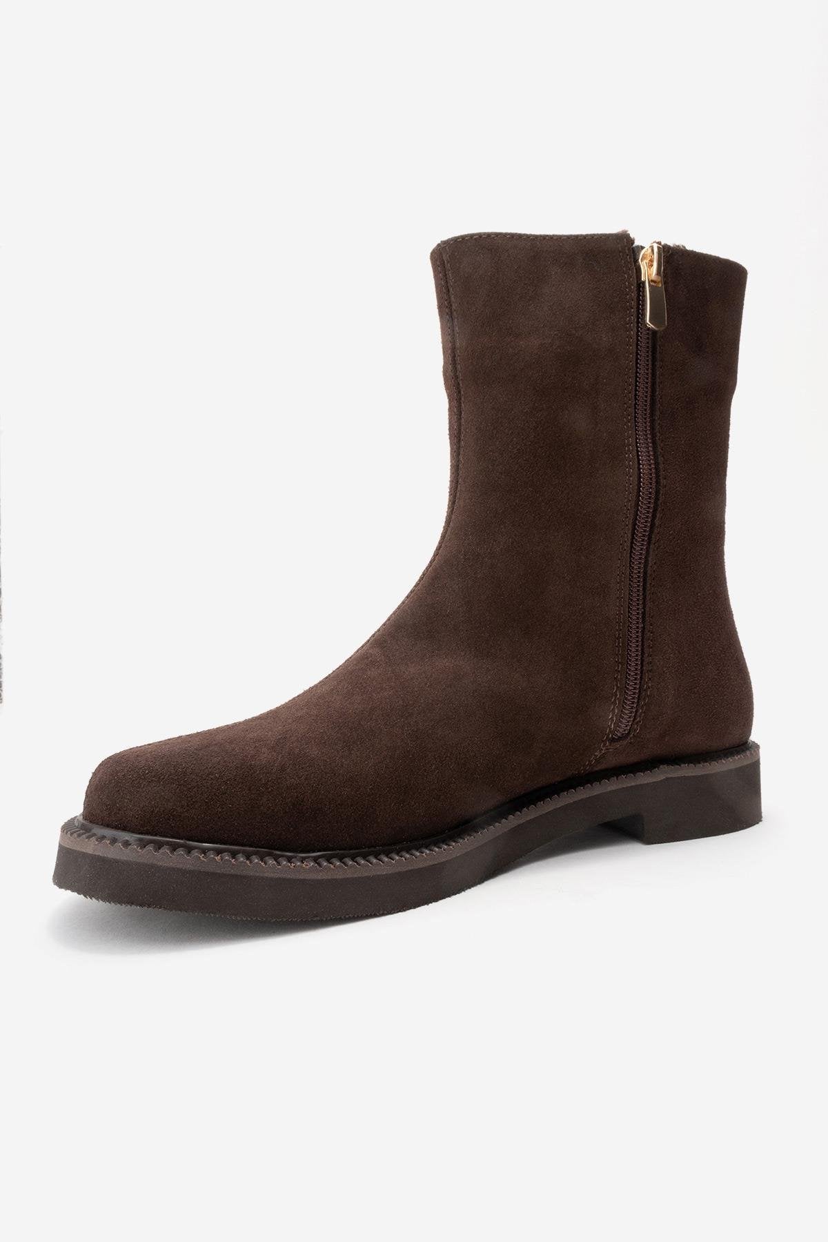 LUCANO - Brown Genuine Suede Leather Boot (Women)