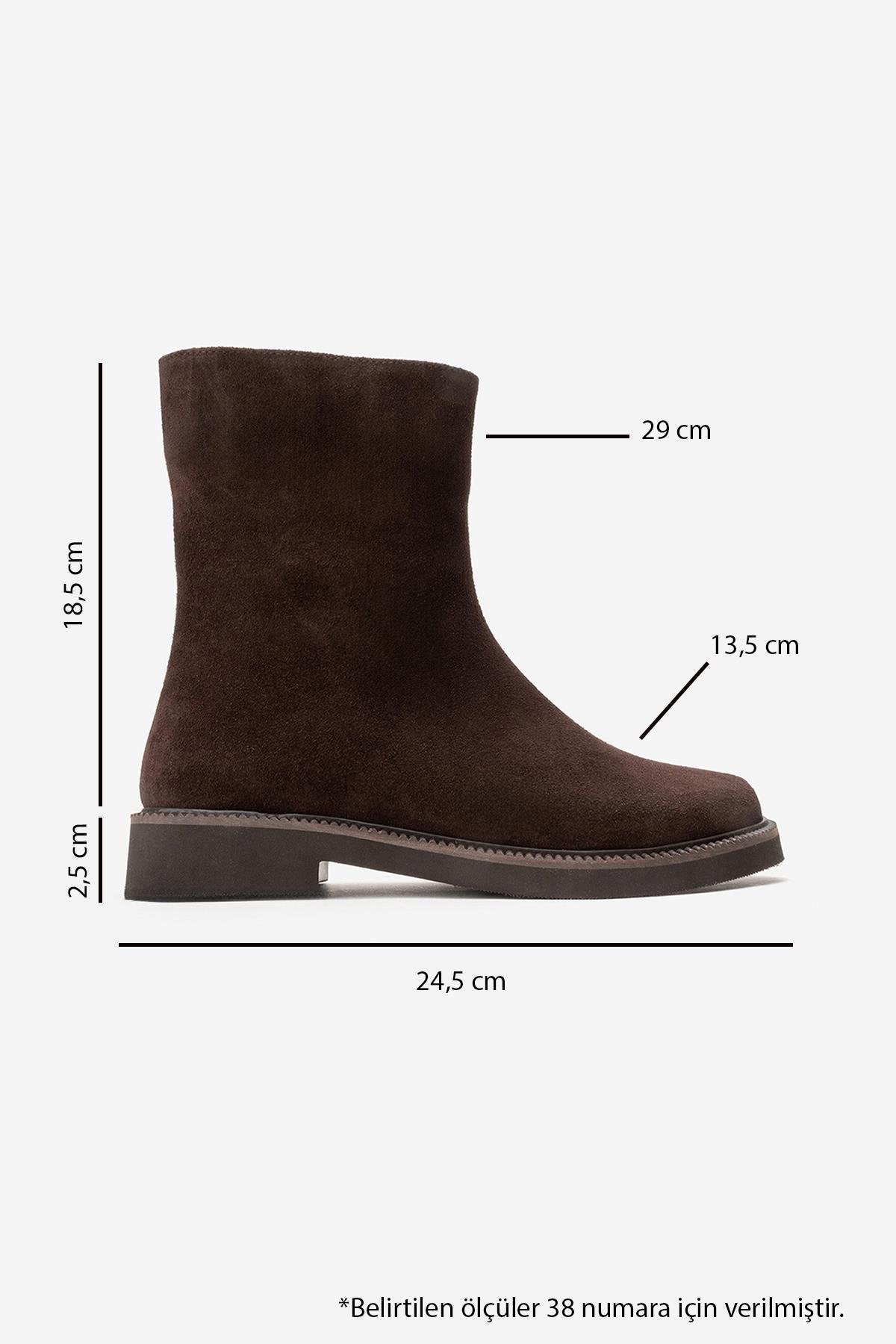 LUCANO - Brown Genuine Suede Leather Boot (Women)