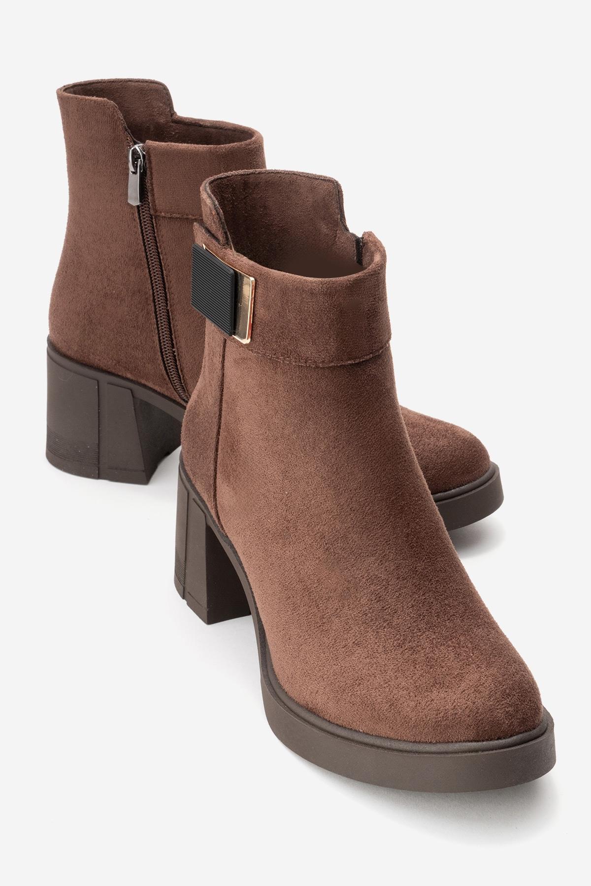 RASHE - Brown Suede Block Heel Boot (Women)