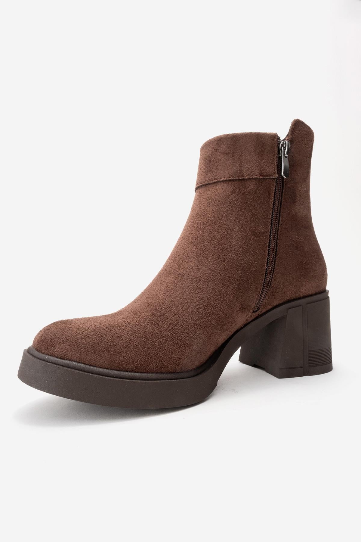 RASHE - Brown Suede Block Heel Boot (Women)