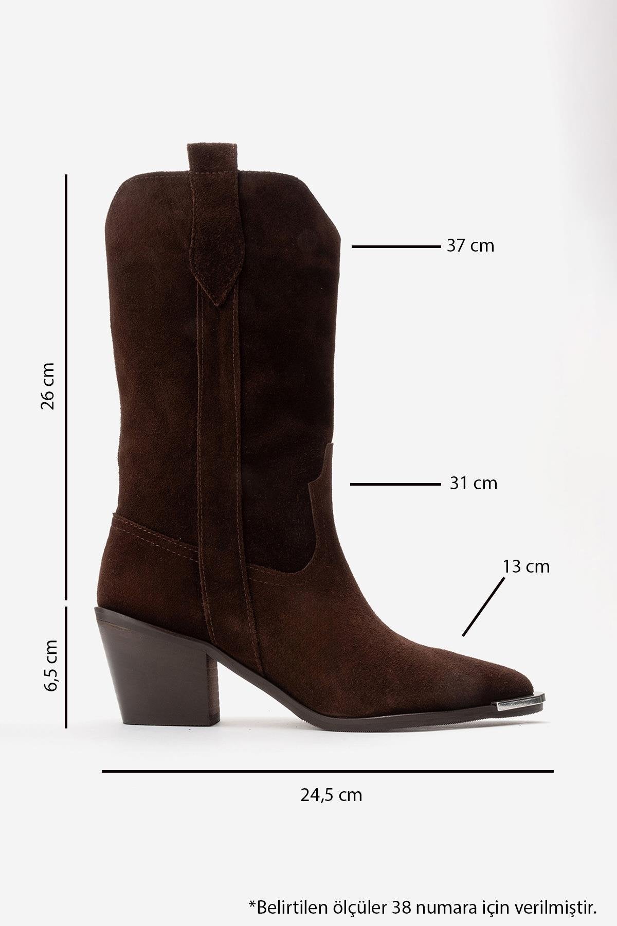 ALVI - Brown Genuine Suede Block Heel Western Boot (Women)