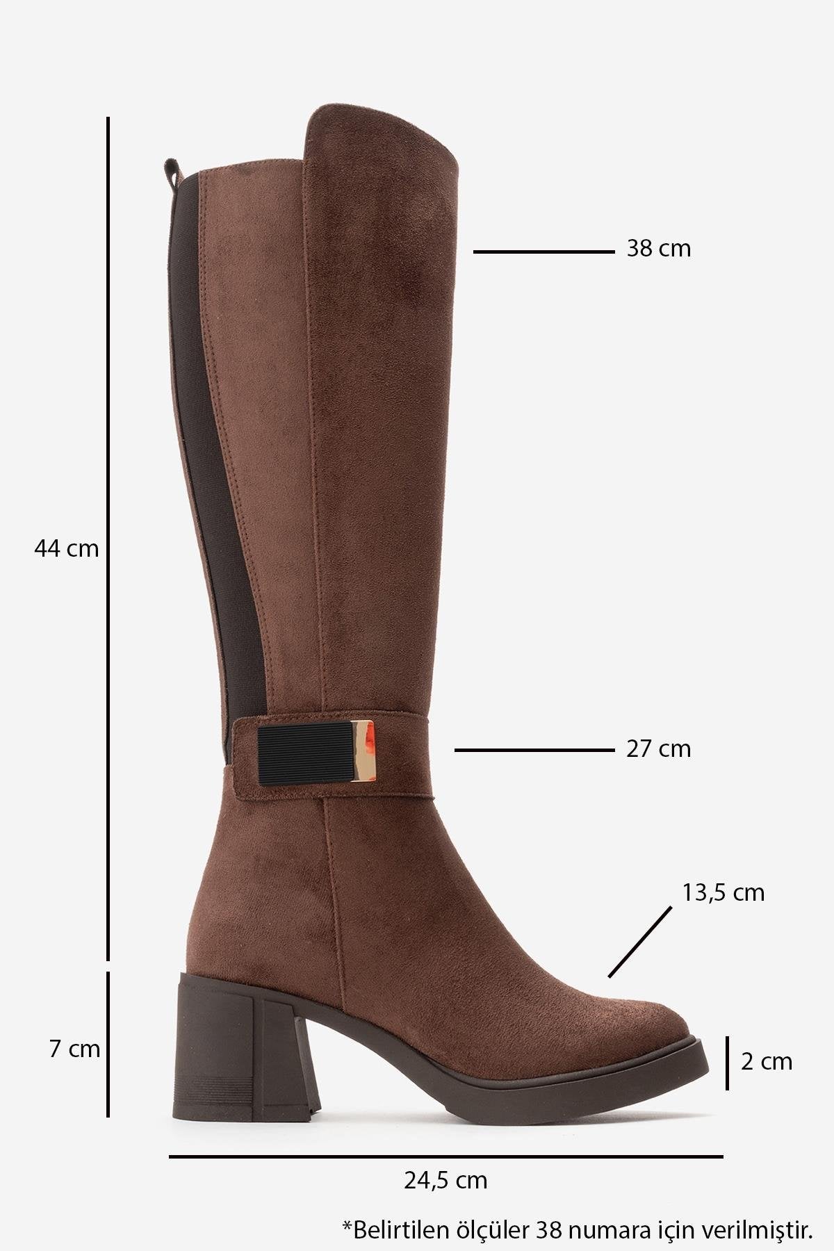 MORENİ - Brown Genuine Leather Knee-High Block Heel Boot (Women)