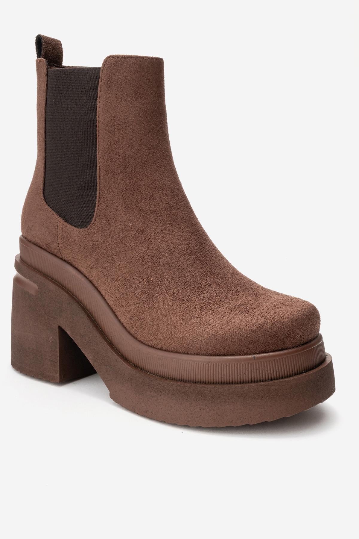 EMMA - Brown Platform Heel Boot (Women)