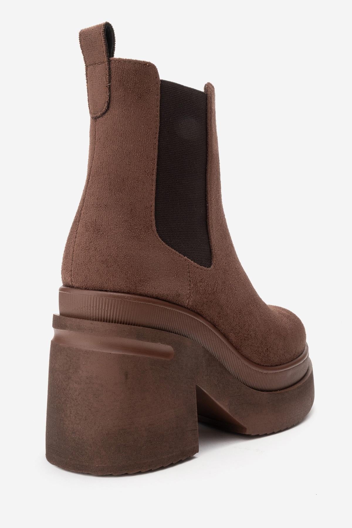 EMMA - Brown Platform Heel Boot (Women)