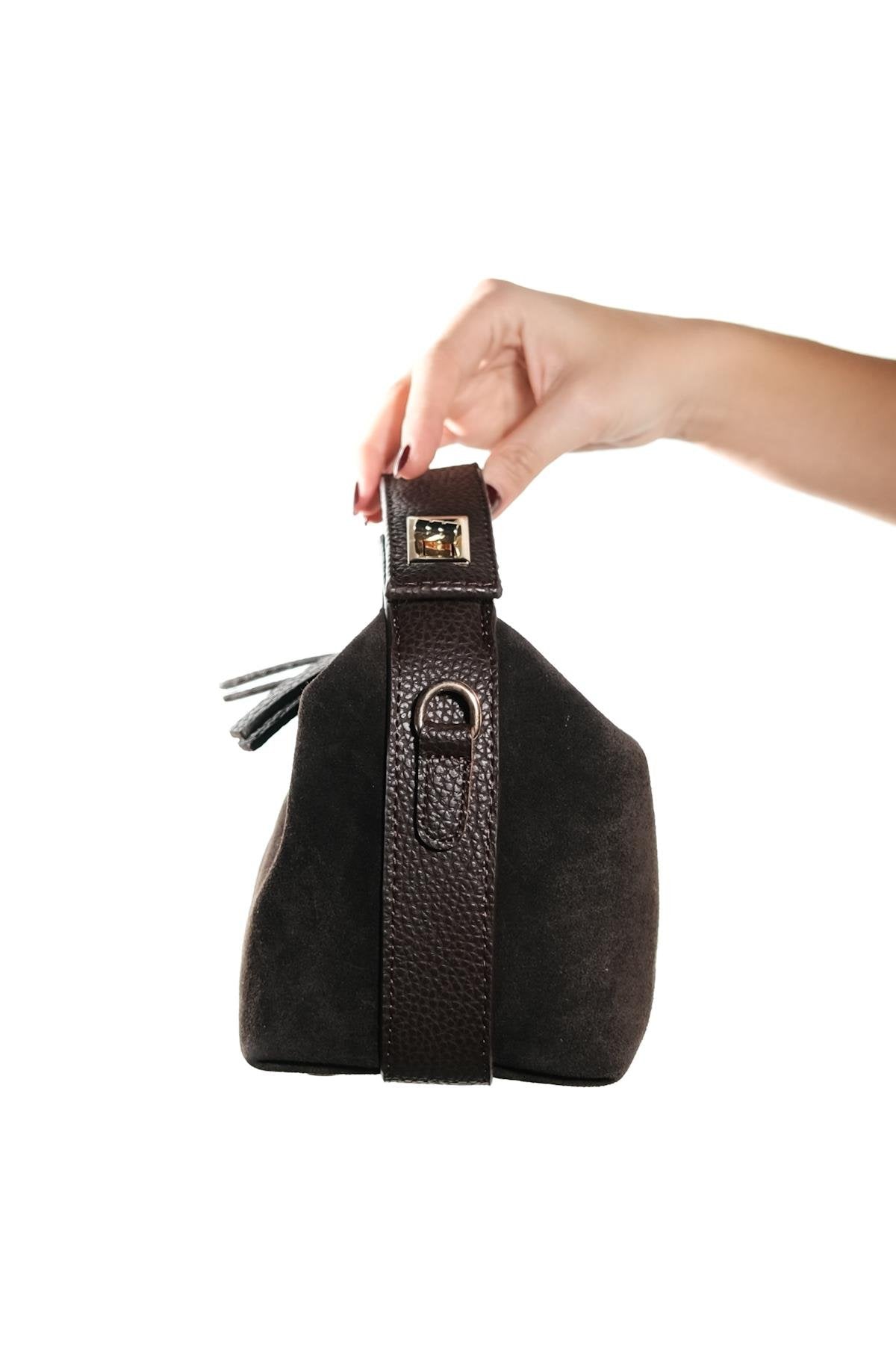 Island - Brown Genuine Suede Shoulder Bag (Women)