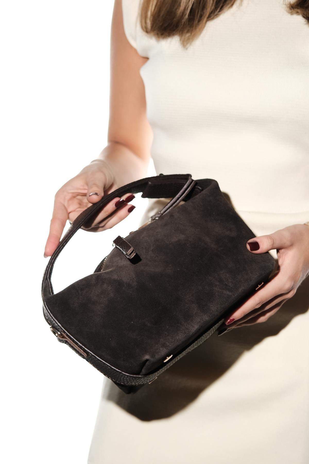 Island - Brown Genuine Suede Shoulder Bag (Women)