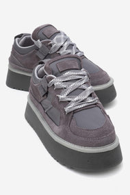 RIVEN - Gray Genuine Suede Leather Platform Sneaker (Women)